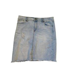 Suzanne Betro Size 12 Distressed STRETCH Denim Skirt